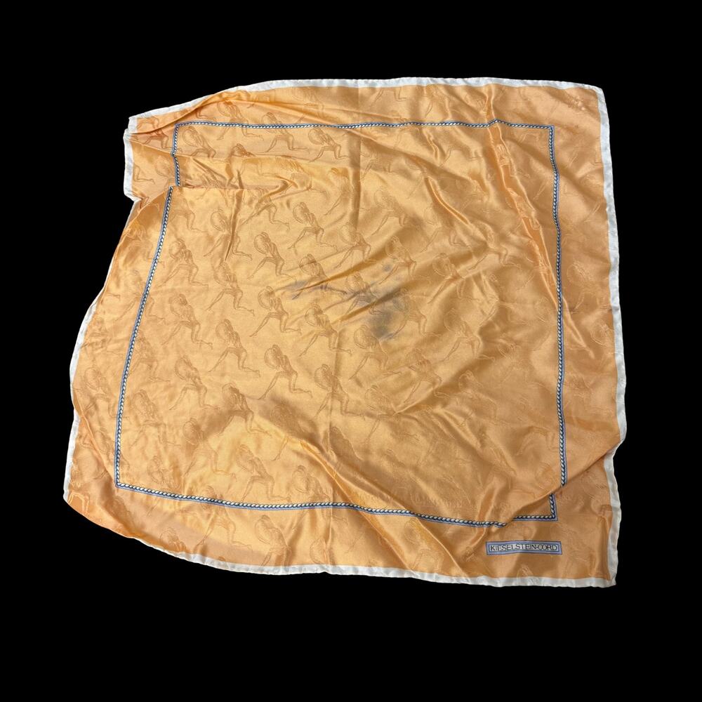 Vintage Kieselstein Cord Silk Handkerchief Bandana Pocket Square Damaged see pic
